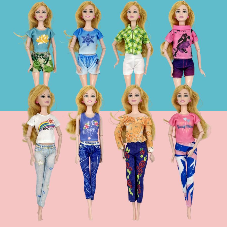 4pcs 1/6 doll Fashion Casual Clothes Set Top Shorts and Trousers for Girl Doll Accessories DIY toy Dollhouse Miniatures