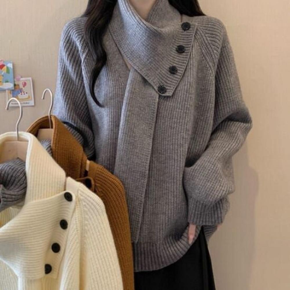 NaVaVa Long SleeVe Knit Tee V Neck Ribbed Scarf Nk2760