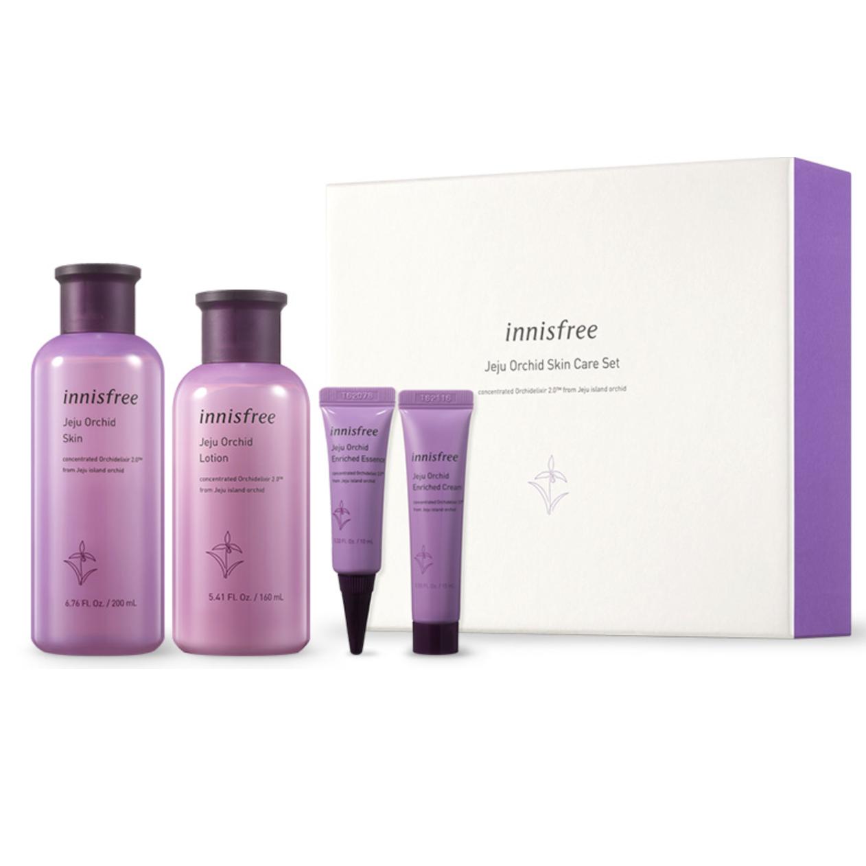 Набор для ухода за кожей Innisfree Orchid Skin Care Set (Тоник 200 мл + лосьон 160 мл + эссенция 10 мл + крем 15 мл)