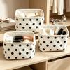 3Pcs Polka Dot Desktop Storage Organizer Set, Fabric Open‑Top Boxes with Handles for Cosmetics, Office Dressing Table Use