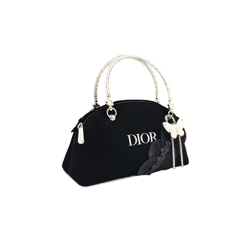 Dior Bag [Customized Cosmetic Bag] Chi Xing Manual Rose Ball Fabric Art Style Casual and Versatile Intellectual Elegant Luxurious Flower Decorated