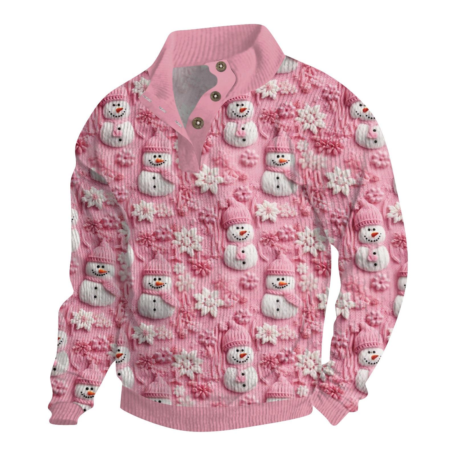 

Мужская рождественская хлопковая рубашка-пуловер с длинным рукавом для активного отдыха, винтажная вельветовая рубашка с воротником-стойкой и пуговицами, повседневная толстовка с рождественским принтом L