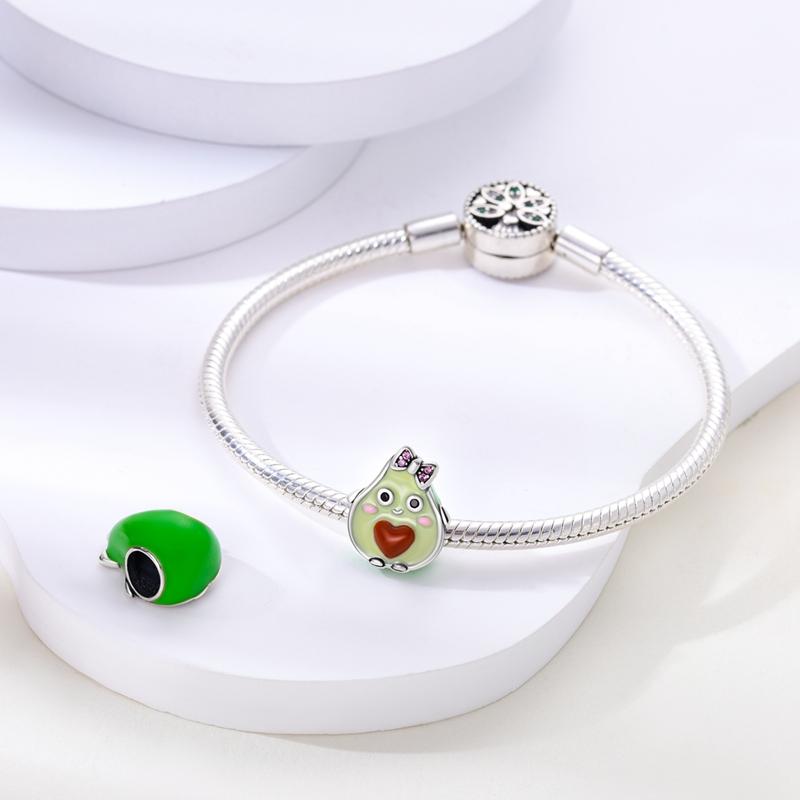 Original Charms Kupferbeschichtet Kreatives Avocado-Mädchen Obstperlen Passend für Armbänder Für Frauen Frauen Schmuckherstellung Diy