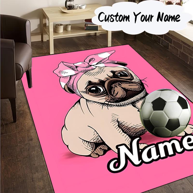 Custom Name Vintage Dog Portrait Art Carpet, Chair Rug,Area Rug for Office Bedroom living rooms bedroom, Doormat decor Christmas fan gifts