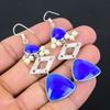 Gift For Women Drop/Dangle Earrings 925 Silver Natural Blue Saphire Gemstone