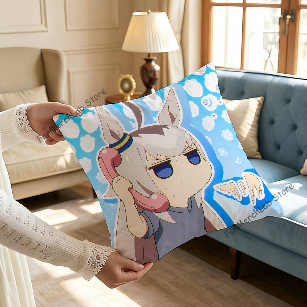 PPretty Anime DDerby OOguri CapS Cushion For Bedroom Car Coffee Shop Room and Living Room Sofa Decorative Pillow Cover Case