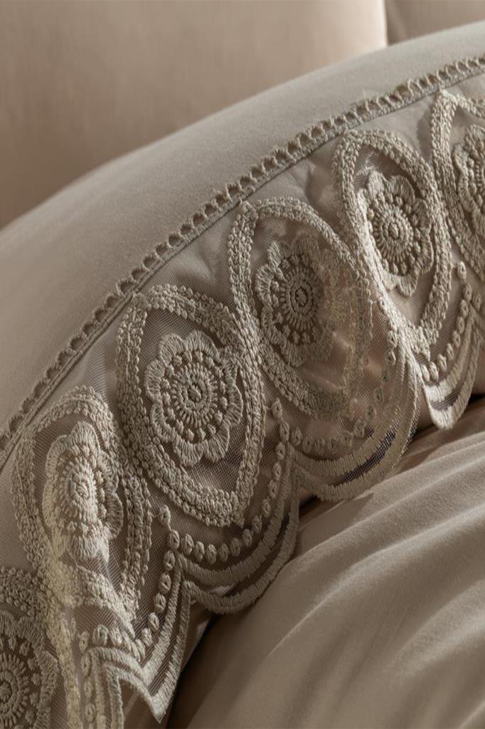 Ceylin Duvet Cover Set 6pcs, Duvet Cover 200x220, Bedsheet 240x260 Cotton Fabric, Full Size, Double Size Beige
