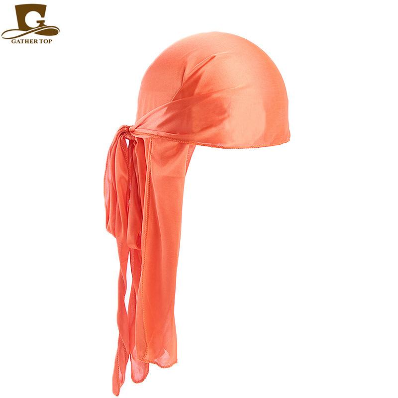 Male and Female Imitation Silk Long Tail Headscarf Hat Pirate Hat Hip Hop Headscarf Hat Silky Durag TJM-C