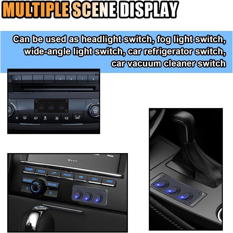 12V Multi-Functional 1-4 Gang Rocker Toggle Control Button Switch Panel Car Boat Marine RV Truck Blue LED Styling Accessories