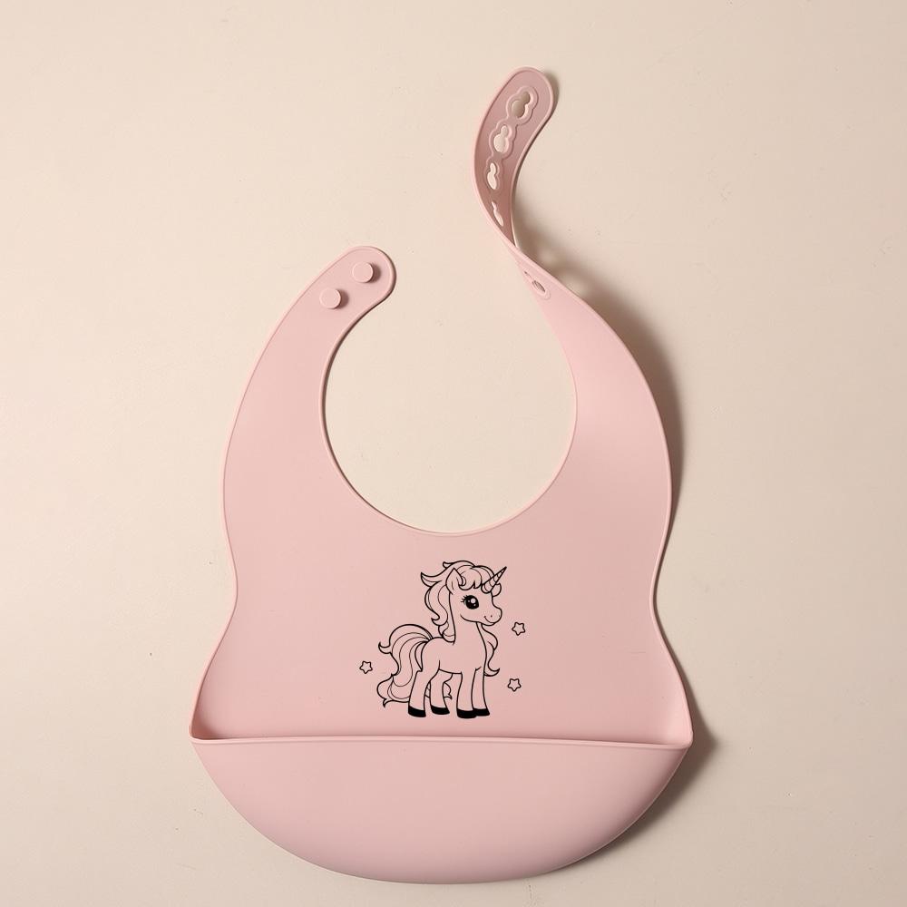 NEW Custom Cartoon deer rainbow Silicone Baby Bib with & pattern Food-Grade solid Feeding Bib DZ31