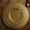 Stainless Steel Dinner Plate Round Dinner Plate Vintage Gold Stainless Steel Serving Plate Raised Rim Reusable Charger Plate