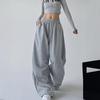 Harajuku Wide Leg Sweatpants Women's Streetwear Baggy Oversize Gray Sports Pants High Waist Drawstring Casual Joggers Trousers