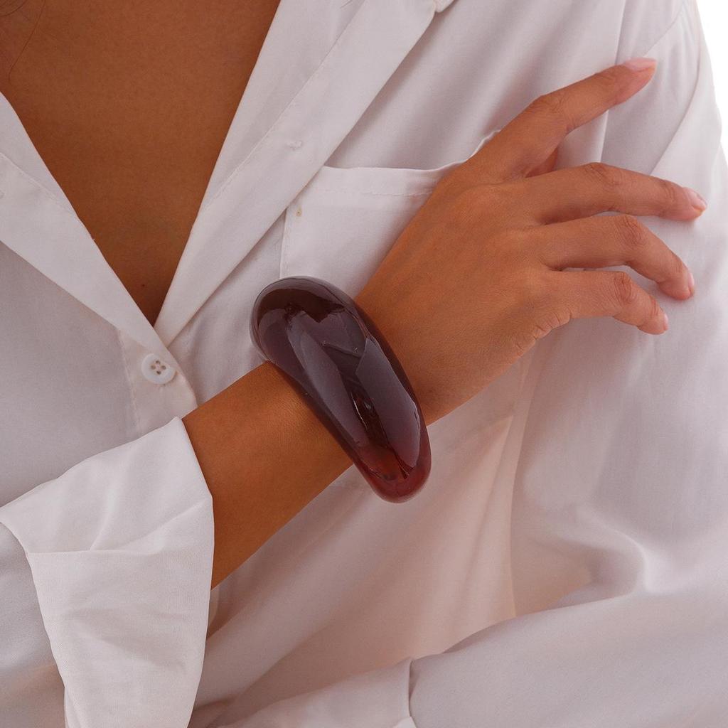 European & American Geometric Ins-Style Wide Face Acrylic Bangle - Colorful & Irregular Design
