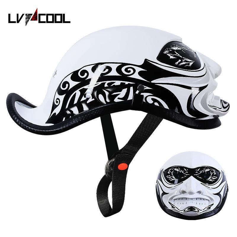 Motorcycle Portable Helmet Harley Ladle Helmet Warrior Mask Half Helmet Retro Motorcycle Electric Men's And Women's Hat Brims