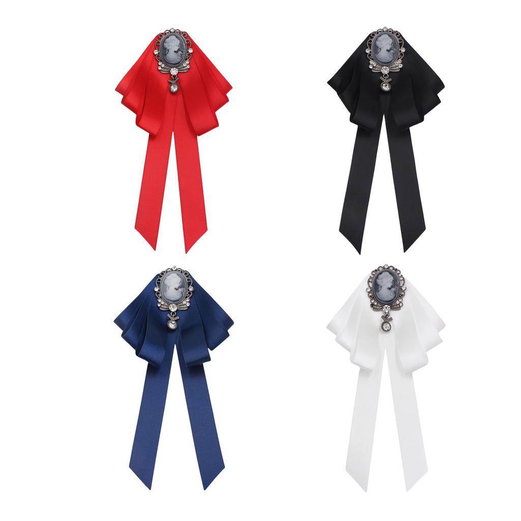 Handmade Ribbon Bows Brooch Men's Suit Shirt Collar Pin Rhinestones Crystal for Special Occasion