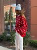 Lazy Chic Color Block Ribbed Knit Sweater Autumn Winter New Arrivals Teenager Outerwear Red Knit Base Layer