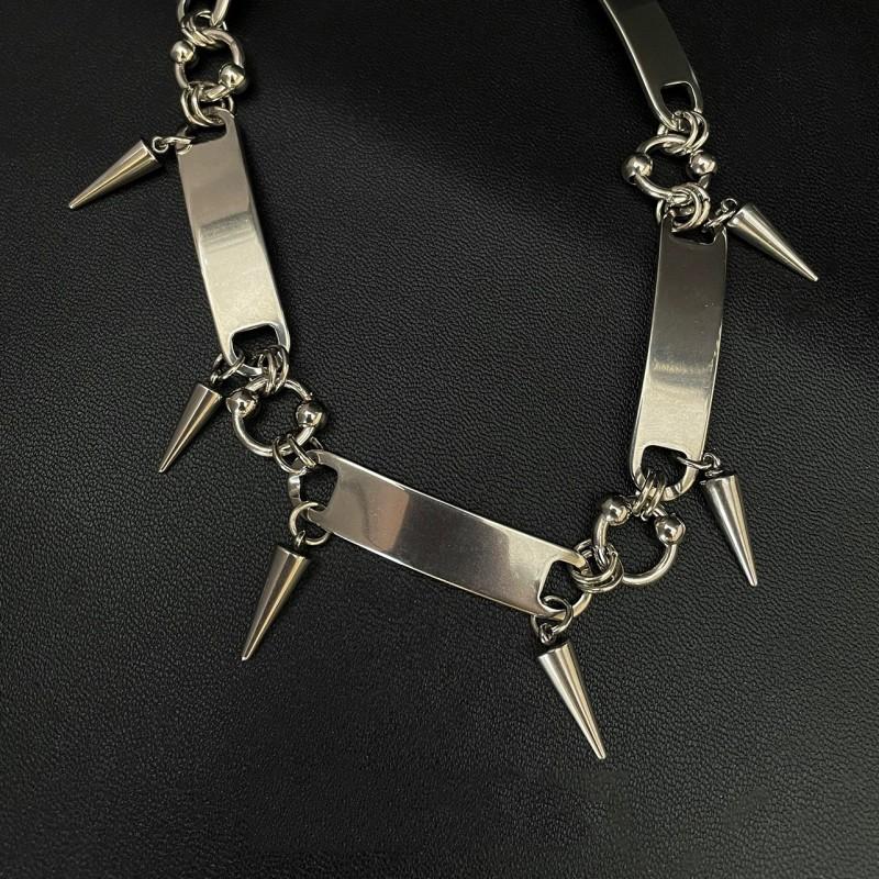 Punk Choker Necklace With Geometric Rivets Titanium Steel Unisex Y2K Gothic Hip Hop Collar Geometric Stud Choker