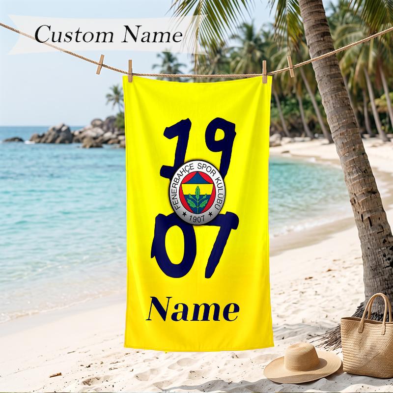 Fenerbahce SK Asciugamano da Spiaggia Stampato con Nome Personalizzato Asciugamano Morbido Personalizzato per Nuoto Spiaggia Viaggio