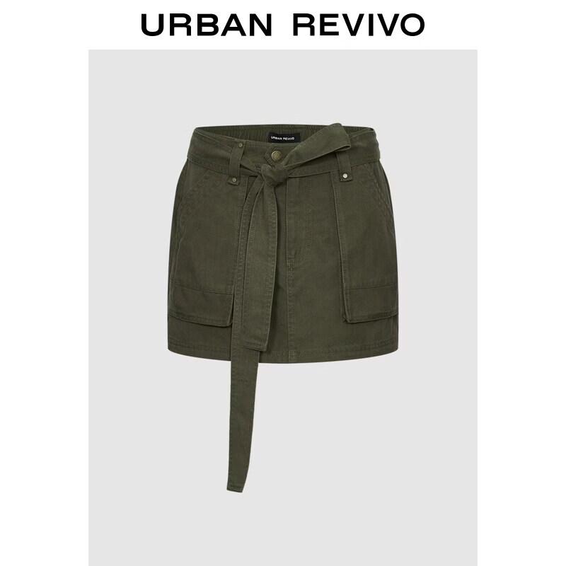 UR2026 Women s Casual Lace-Up Patch Pocket Mini Skirt XXS