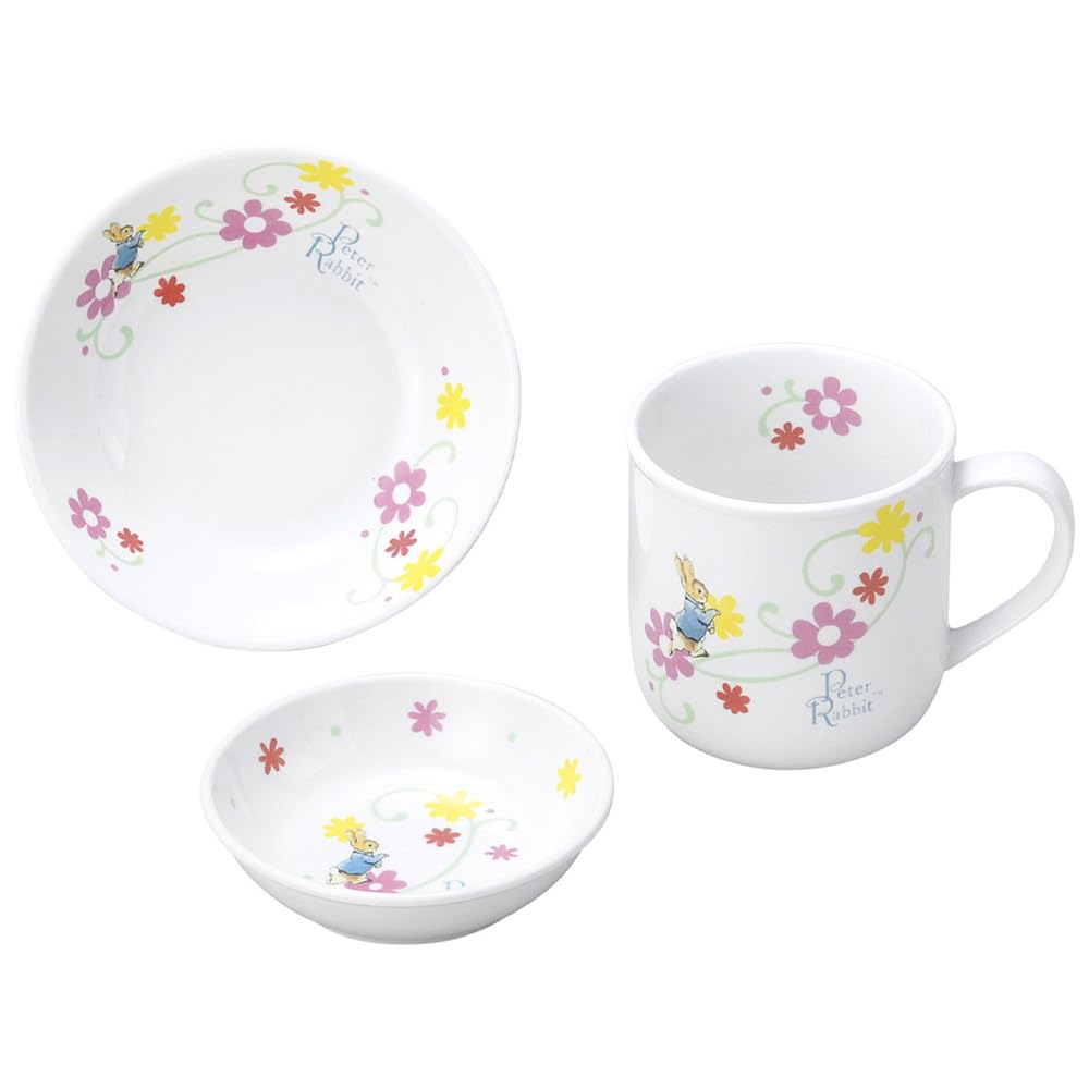 

OGISO Питер Кролик Флер Усиленный фарфор Посуда Набор для закусок 3 предмета (Можно мыть в посудомоечной машине/использовать в микроволновой печи)