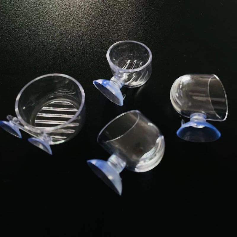 New Aquarium Decoration Hanging Fish Tank Mini Crystal Acrylic Glass Pot Polka Water Planting Cylinder Cup Feeding Accessories