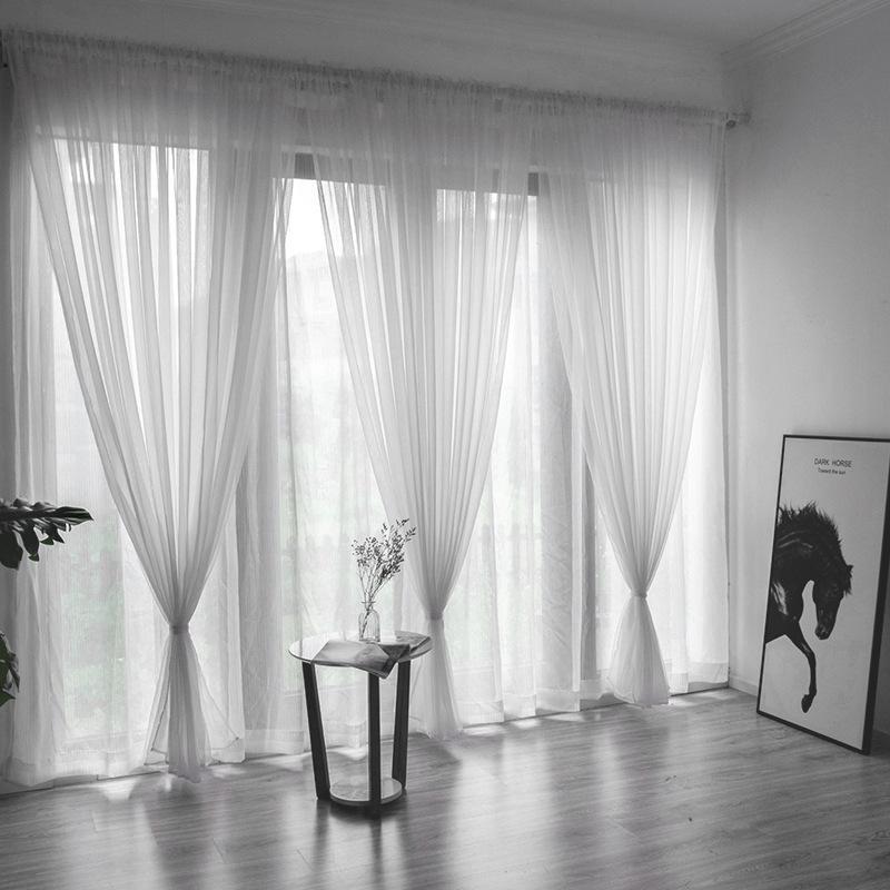2026 New Solid White Tulle Sheer Curtains for Living Room Decoration Curtains for The Room Bedroom Kitchen Curtains 20 Colors