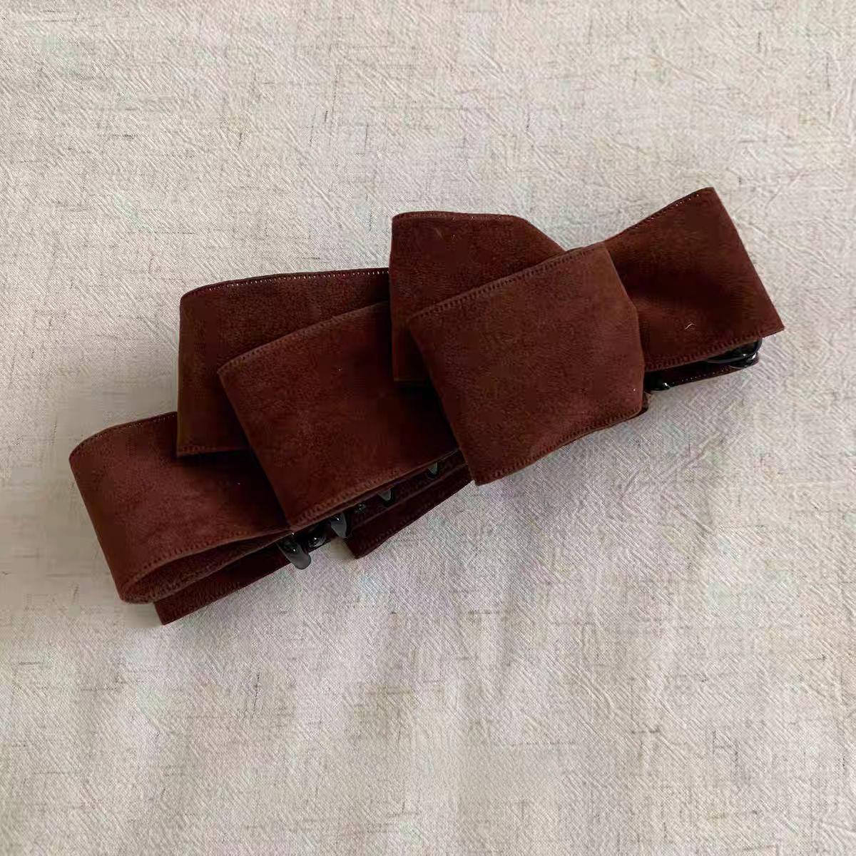 Корейский стиль Двойной замшевый черный бант Заколка-банан для волос