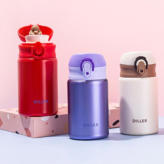 300ML Vacuum Flask Flip Lid Heat Preservation Compact Design Mini Insulated Stainless Steel Bottle for Home