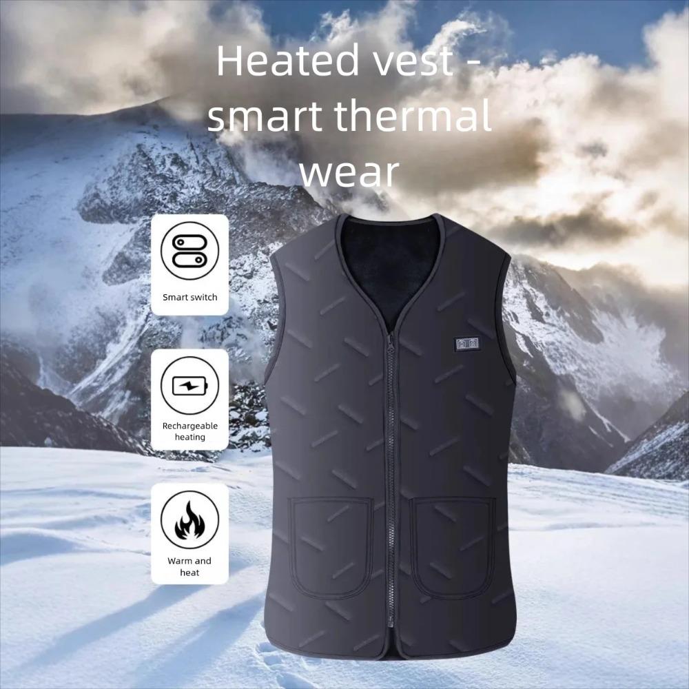 Smart Temperature Control 5 Areas Heated Cotton Vest Unisex Full Body Warmth Winter Anti-Cold USB Charging Electric Heat Coat
