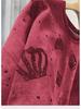 European Luxury Crown Diamond Sweater: Women's Plus-Size Velvet Thick Long Sleeve Top