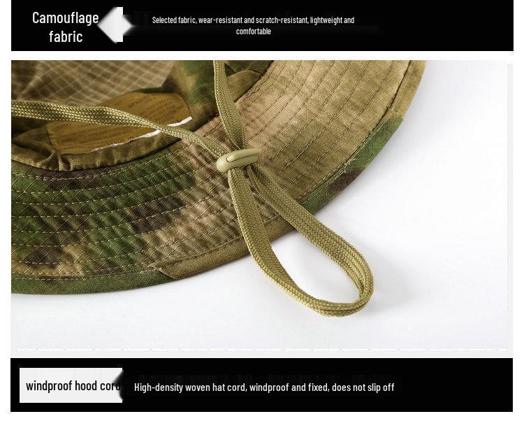 Herren Camouflage Sonnenschutz Fischerhut - Outdoor Angelhut mit runder Krempe