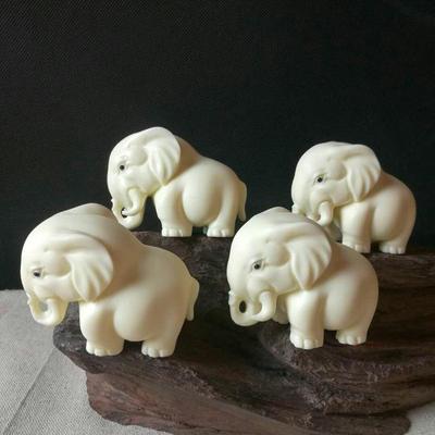 Ivory Nut Gesneden Olifant Ornament - Handheld Decoratief Display voor Auto of Kantoor