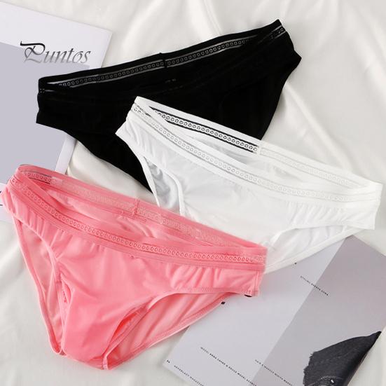 Men Briefs Mid-rise High Elasticity Tight Fit Breathable Panties Solid Color Mesh Stitching Sexy Underwear Daily Wear