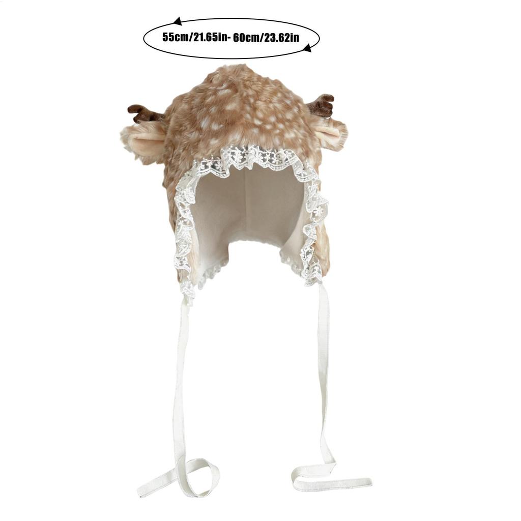 Winter Deer Hat cute Lace Plush Reindeer Furry Boots Socks Cover Gothic Cap Leg Warmers Performance Costume Hats Christmas Gift