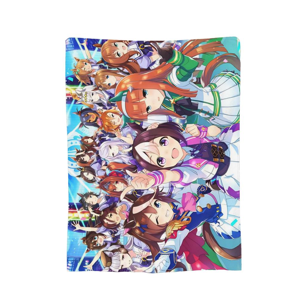 Uma Musume Pretty Derby Blanket Fleece Textile Decor Animals Anime Portable Ultra-Soft Throw Blankets for Sofa Bedroom Quilt