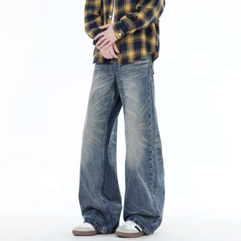 

JYL Unisex Cargo Pants Fun Floral Embroidered Autumn Washed High-Waist Denim S бездна