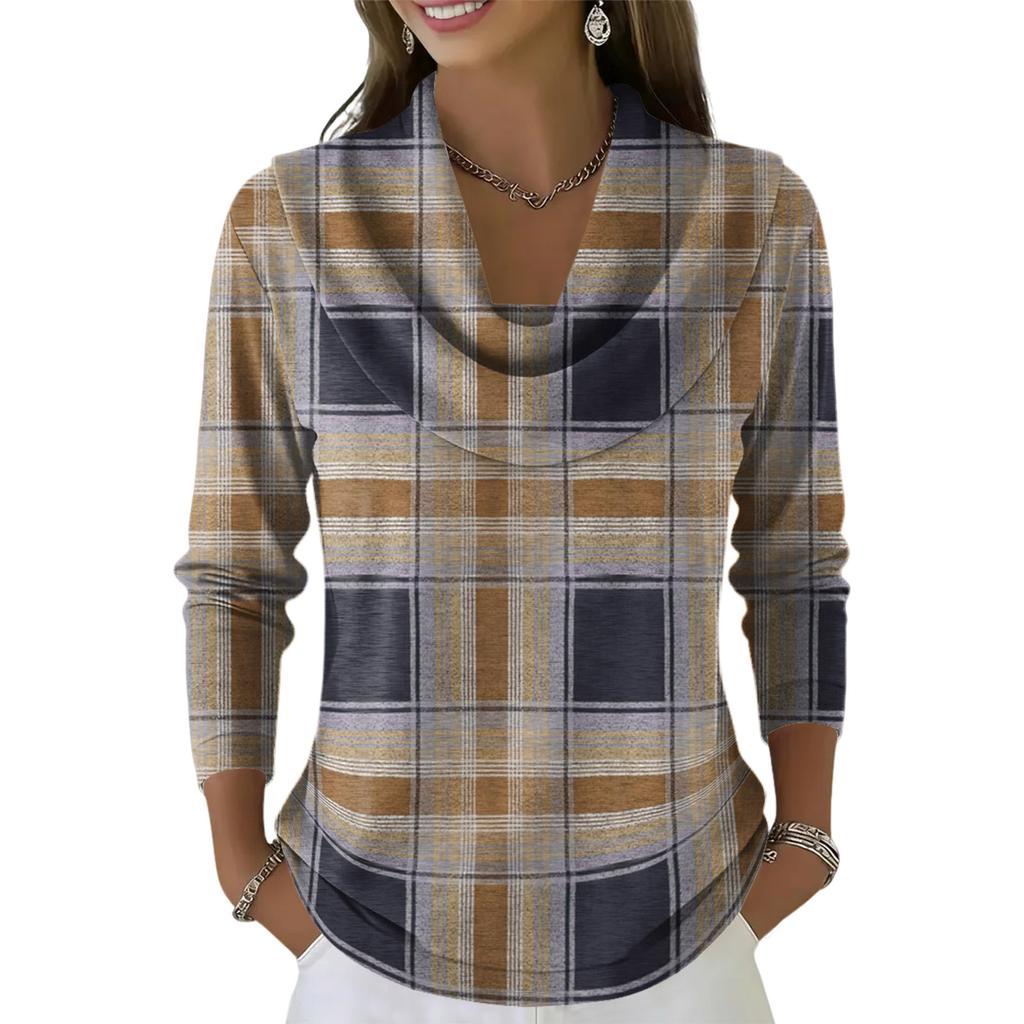 Women's Casual And Fashionable Round Neck Long Sleeved Printed Top Sweater