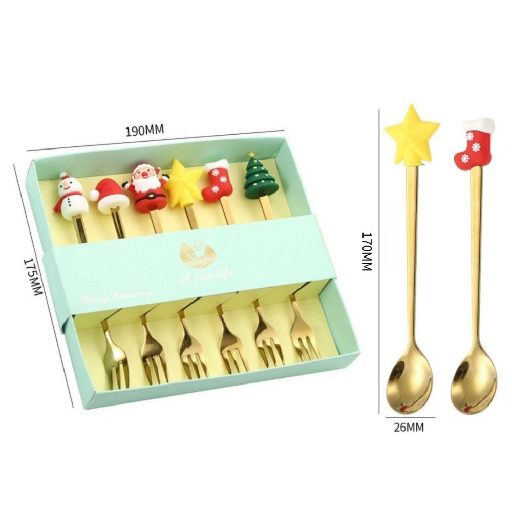 4/6pcs Stainless Steel Spoon Fork Set Gold Silver Coffee Tea Spoon Creative Tableware  Birthday Gift
