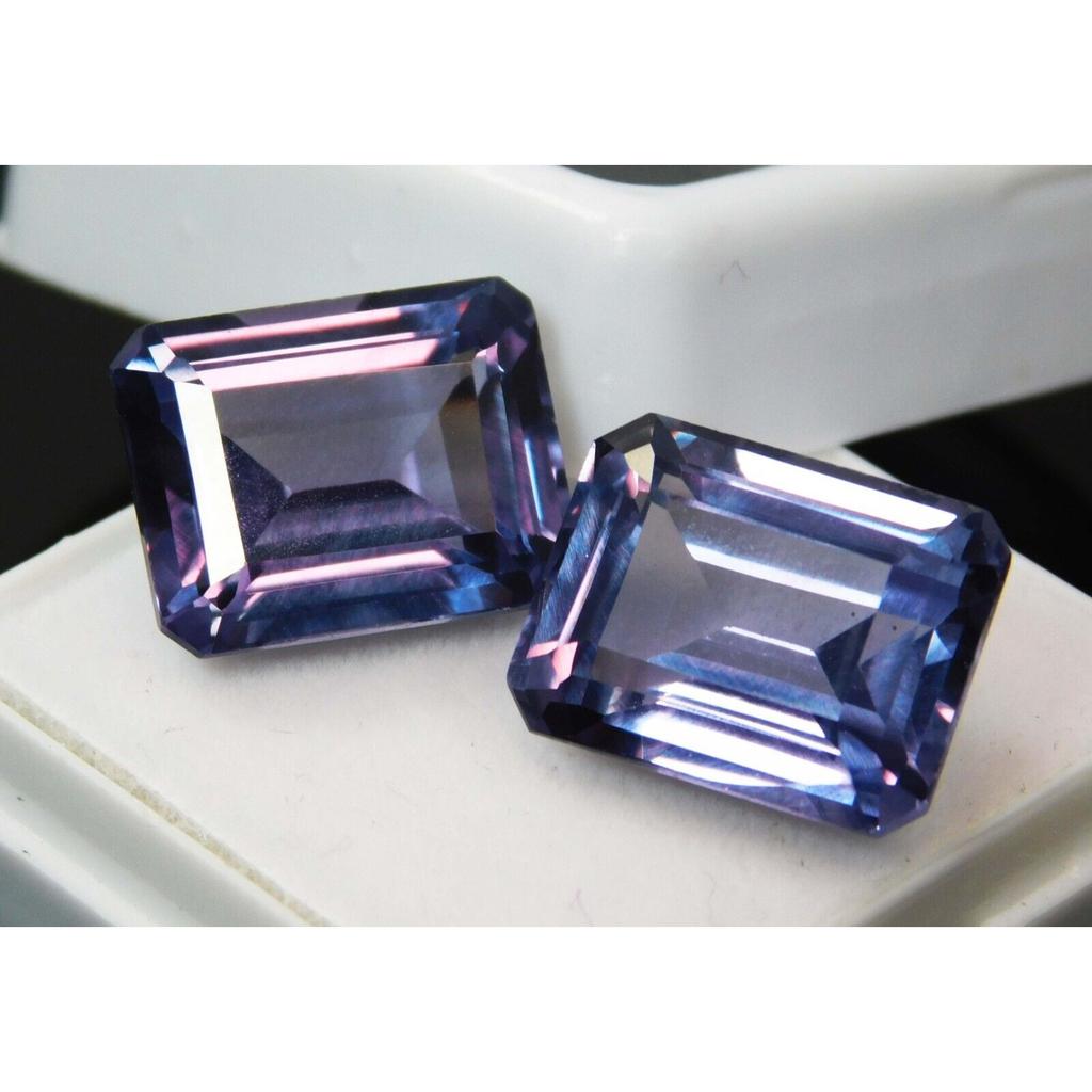 Color Change Alexandrite Natural 8-10 Ct Emerald Cut Pair Certified Gemstone
