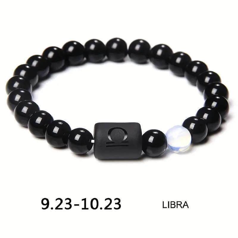 Twelve Constellations Elastic Bracelet with Tiger Eye and Agate Beads