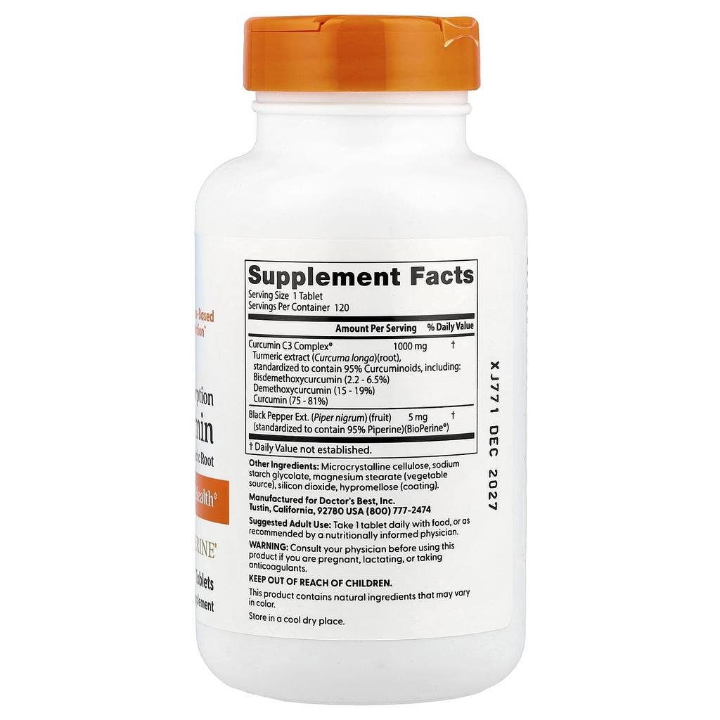 Doctor's Best High Absorption Curcumin, 1,000Mg, 120 Tablets