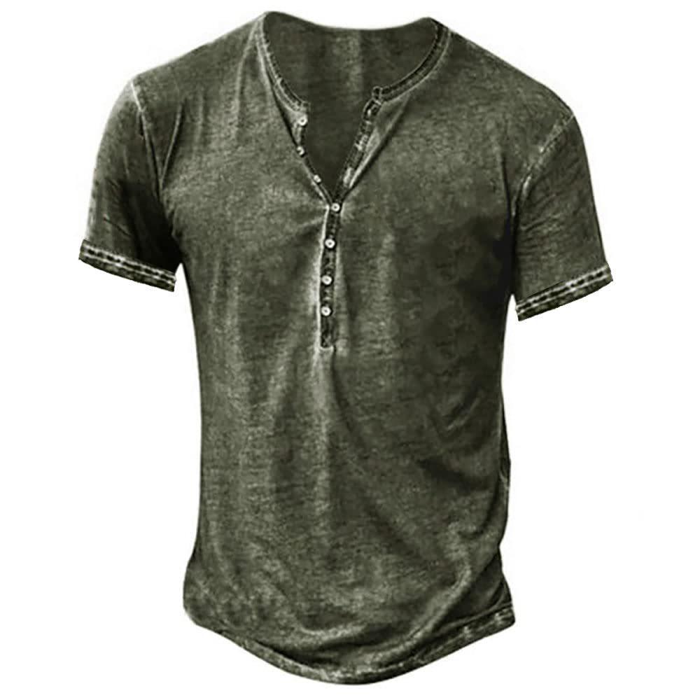2024 New Retro V-Neck Men's Fashion Casual Short Sleeve Cardigan