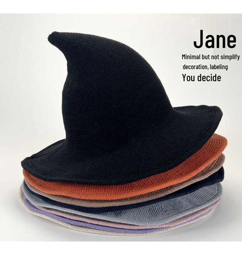 Halloween Spetsig Hexehatt: Vikbar Stickad Trollkarlshatt