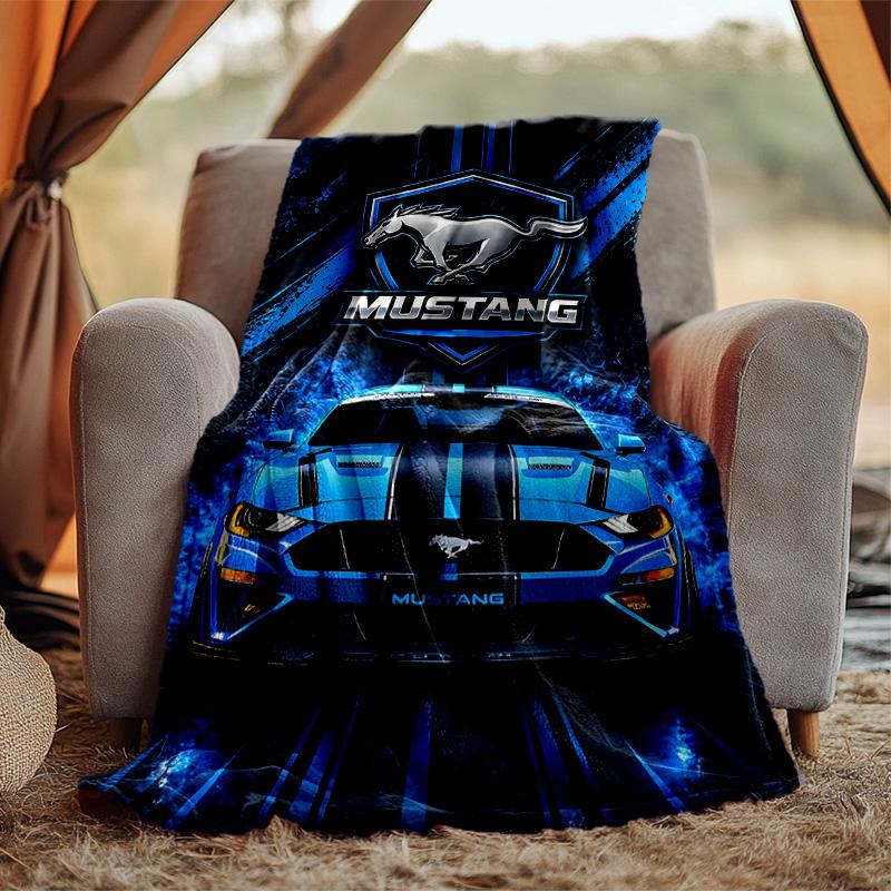 Flanelová deka Mustang Měkká Teplá Celoroční Přehoz, Design pro Kempování, Cestování Autem, Turistiku Pohovku, Postel, Kancelář Perfektní Dárek na Večírky