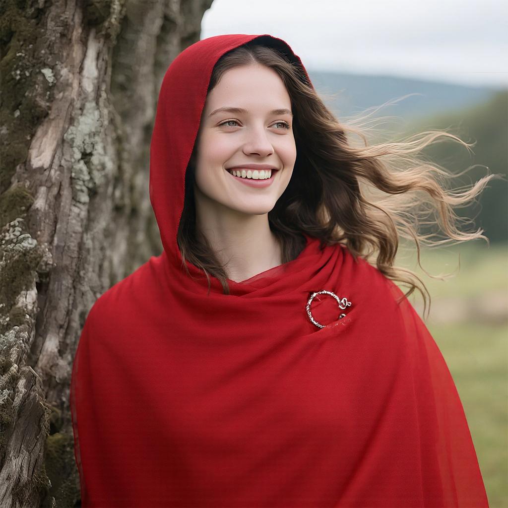Medieval Themed Adjustable Hooded Scarf Shawl With Renaissances Brooch For Vikingly Cosplay Costume Halloween Event