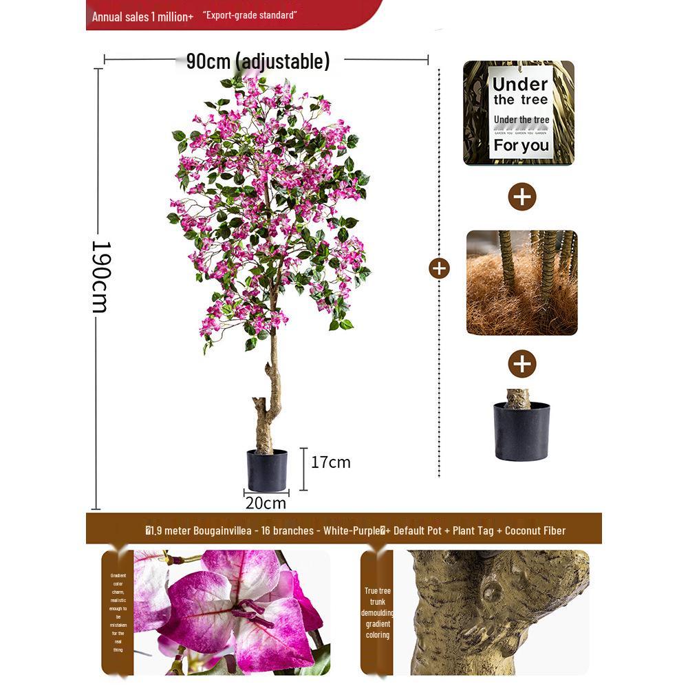 Large Artificial Bougainvillea Tree for Indoor Decoration - Potted Fake Cherry Blossom Plant Ornament