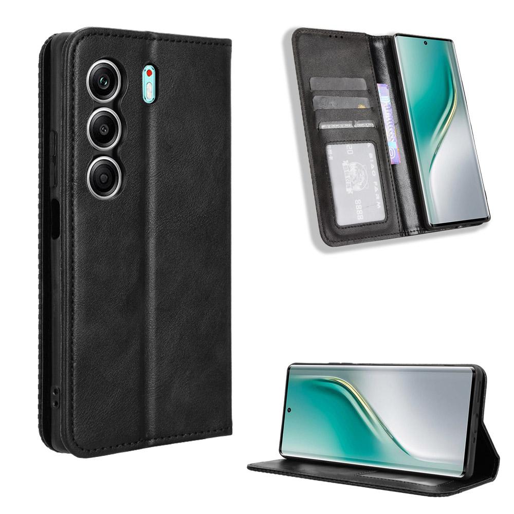 Für TECNO Camon 40 Pro 4G/Camon 40 Pro 5G CM6/CM7 Retro PU Lederhülle Handy Brieftasche Ständer Abdeckung