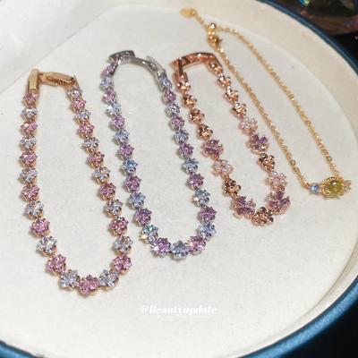 Koreanisches einfaches Glitzer Zirkonia Blumenarmband: Hochwertiger, Modischer, Vielseitiger, Süßer Damenschmuck