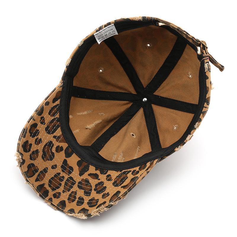 Hat Leopard Print Ripped Personalized Cap Outdoor Travel Sunscreen Shade Baseball Cap