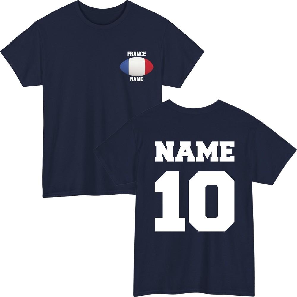 Personalised france rugby tshirt custom name number 6 nations fan gift top S